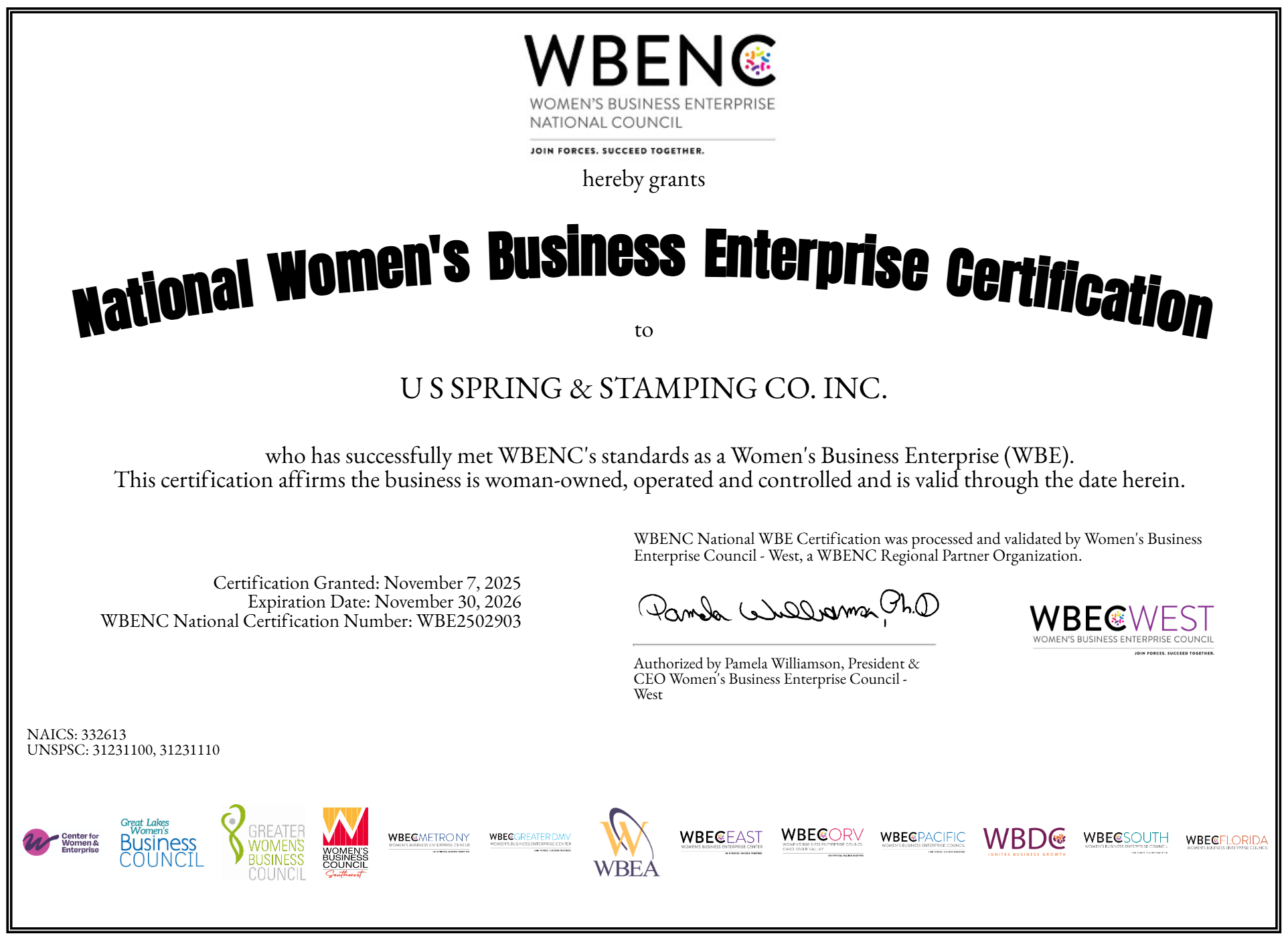 WBENC National Women's Business Enterprise Certification